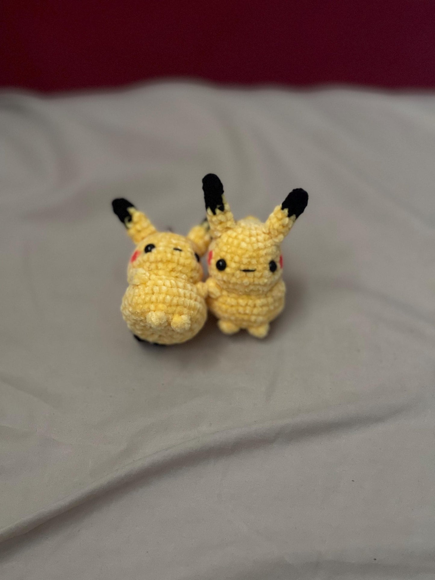 Crochet PikaBoo Keychain: Handmade Velvet Plushie Charm
