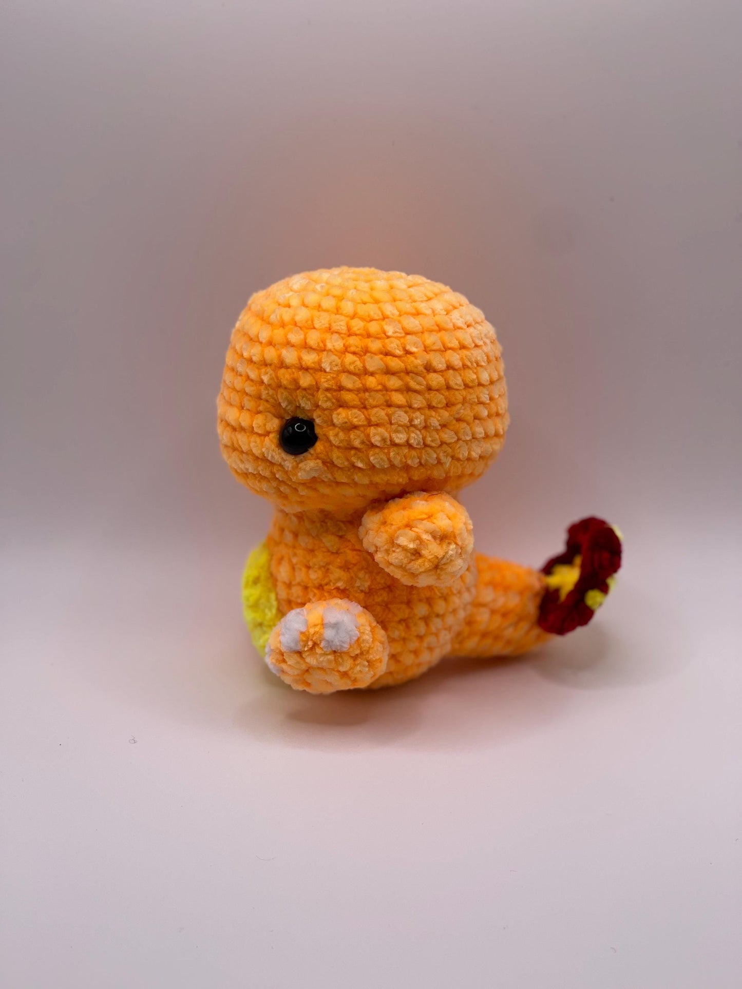 Fire Dragon Plushie, Crocheted Blazing Salamander Toy, Fire Type Starters
