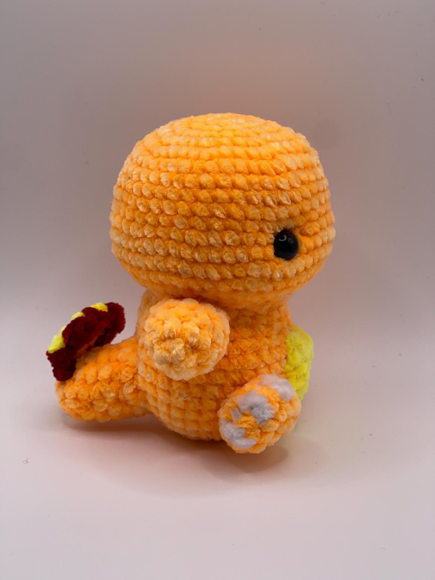 Fire Dragon Plushie, Crocheted Blazing Salamander Toy, Fire Type Starters