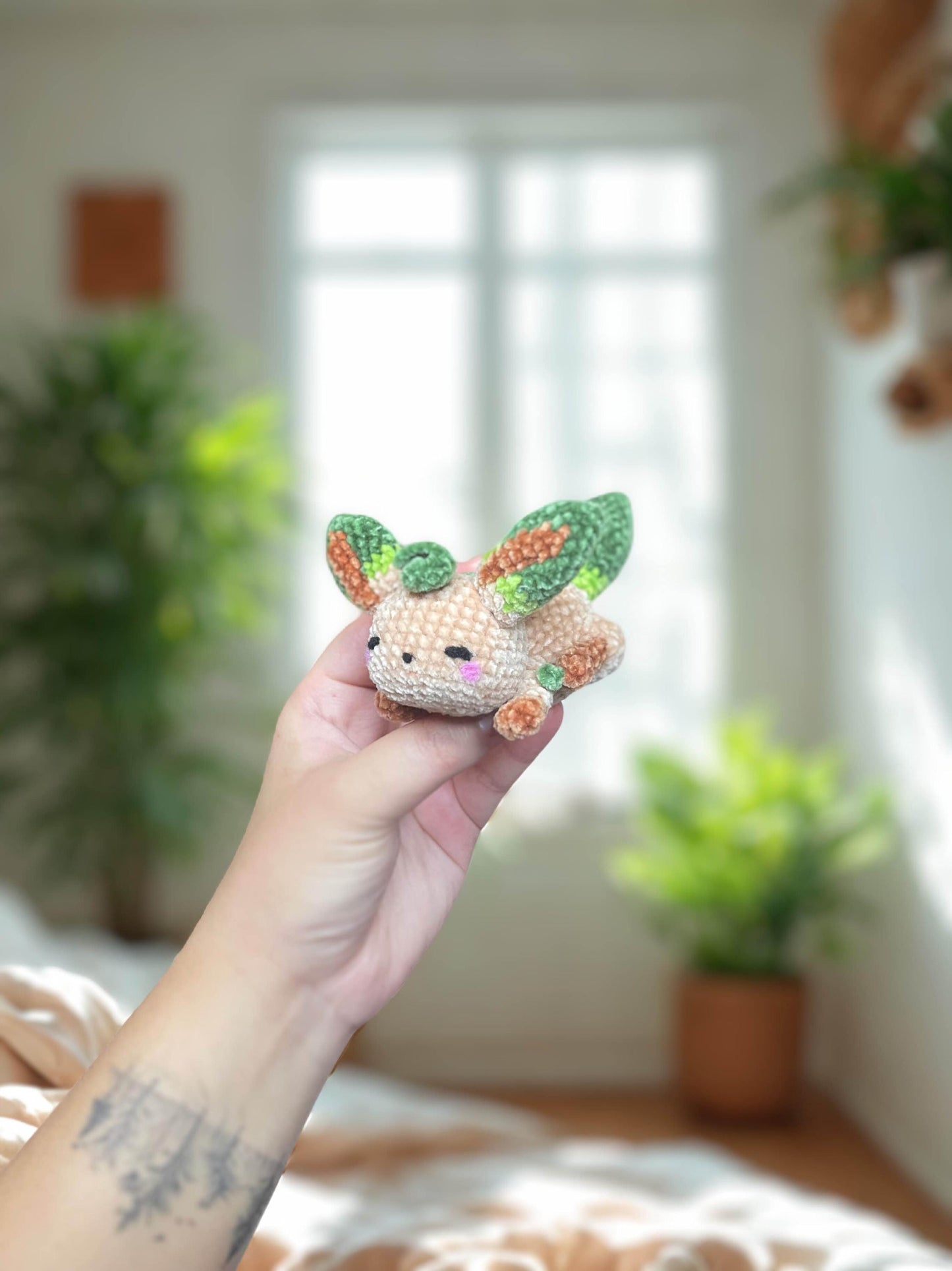 Leafy Fox Crochet Keychain