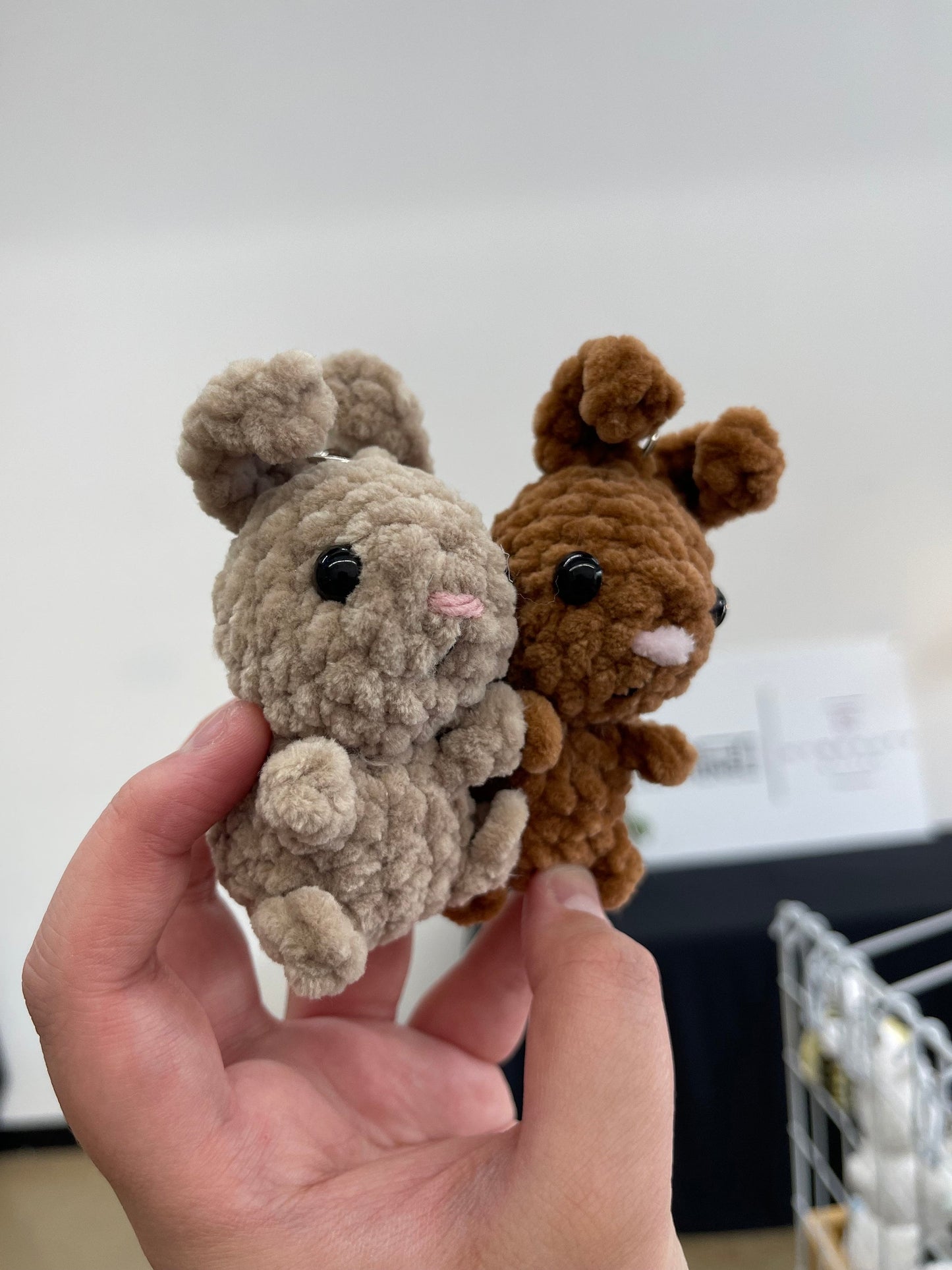 Crocheted Bunny Keychain: Handmade Plush Rabbit Keyring