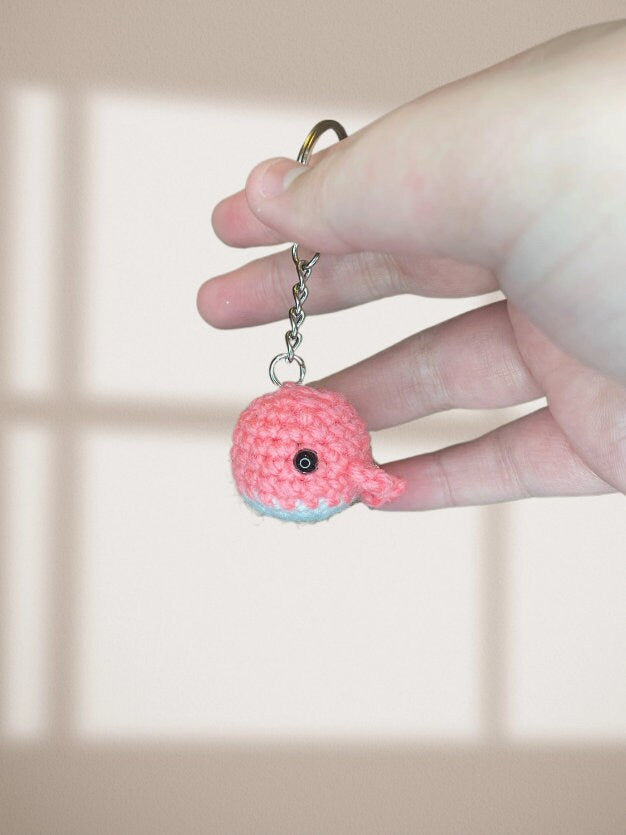 Couples Magnetic Whale Keychain: Crochet Cotton Charm Gift