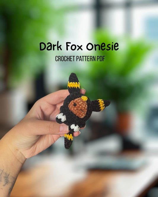 Dark Fox Onesie, PDF Crochet Pattern, Digital File Amigurumi Pattern