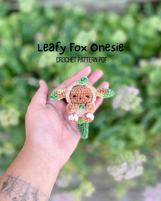 Leafy Fox Onesie Pattern, PDF Crochet Pattern, Digital File Amigurumi Pattern